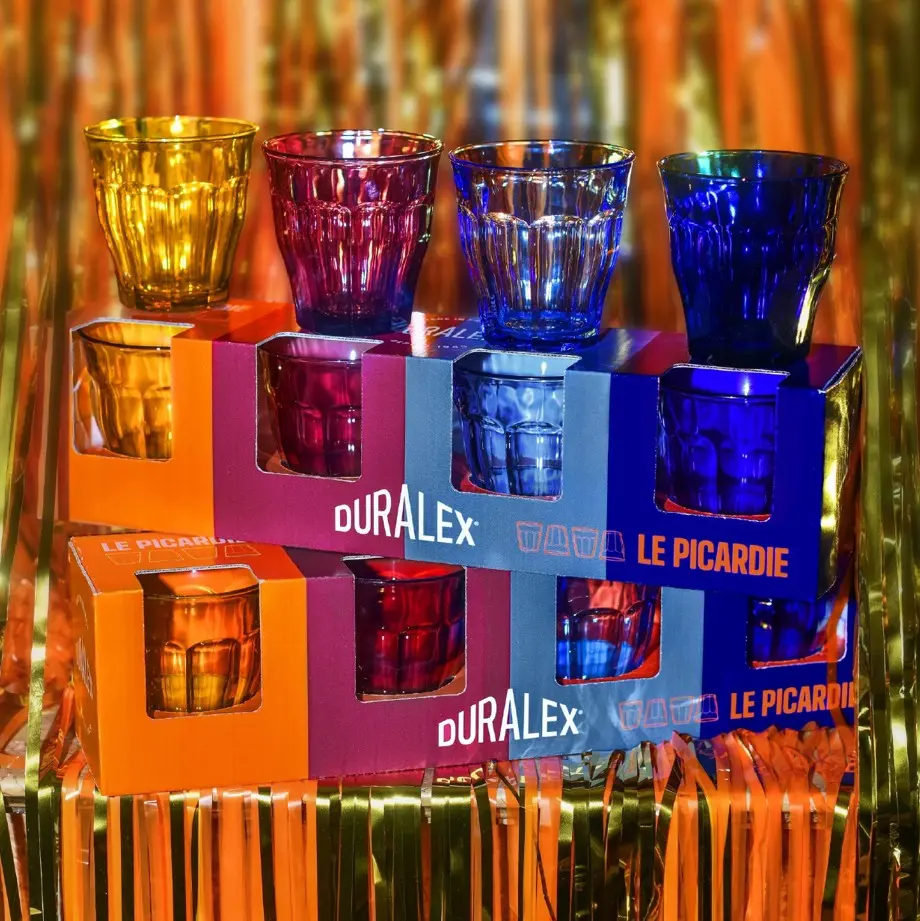 法國Duralex 彩色禮盒4入組 (Picardie 250ml/ 海水藍、寶藍、琥珀、梅紫)