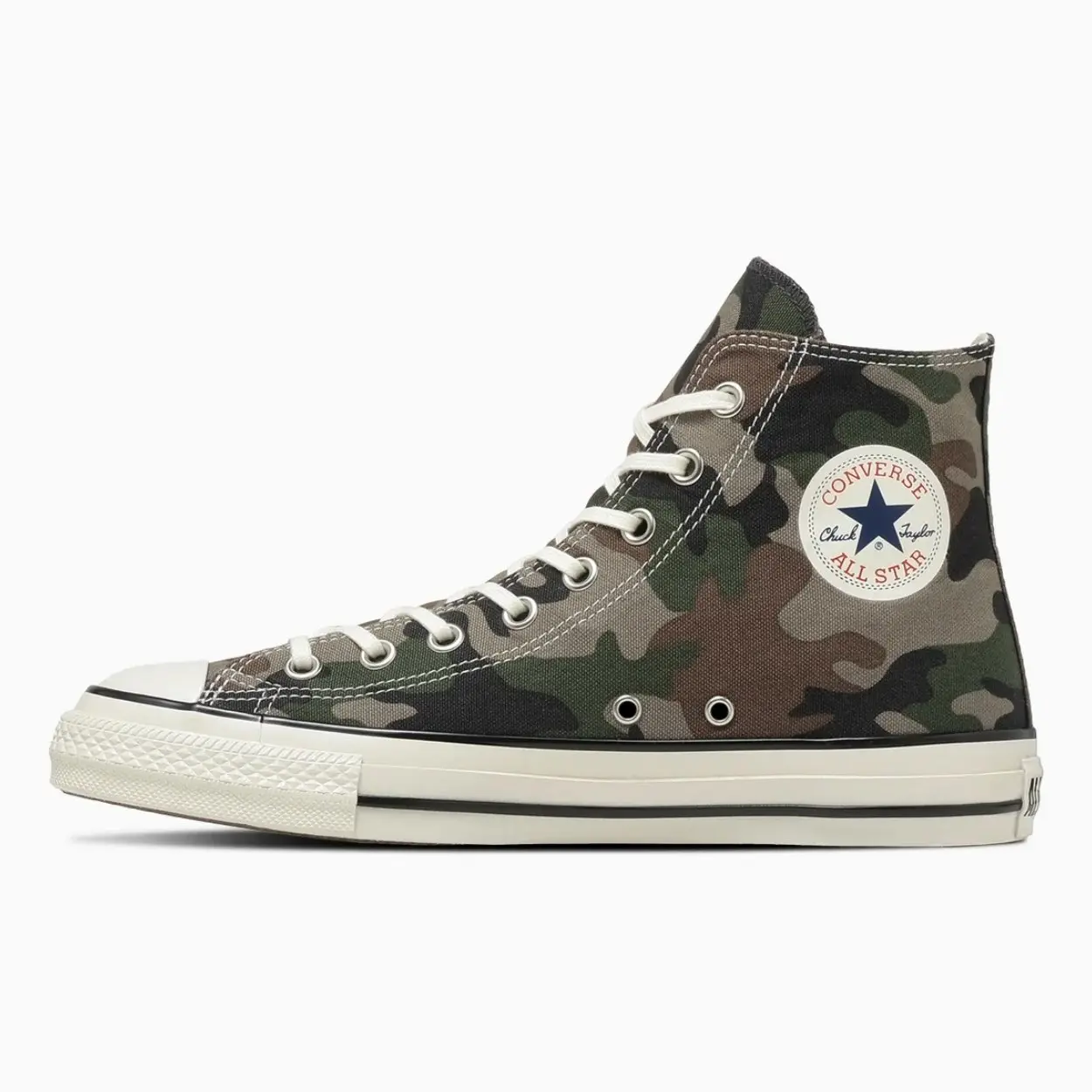 日本限定 Converse ALL STAR AGED WOODLANDCAMO HI 高筒 復古迷彩帆布鞋 綠灰棕迷彩/ 預購 24 cm