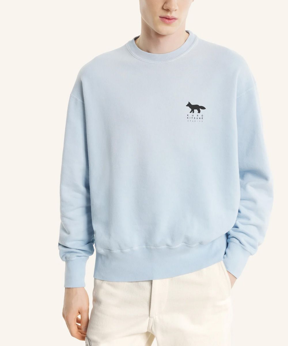 MAISON KITSUNÉ X KURO日曬寶寶藍暗影狐狸LOGO衛衣/中性/ M