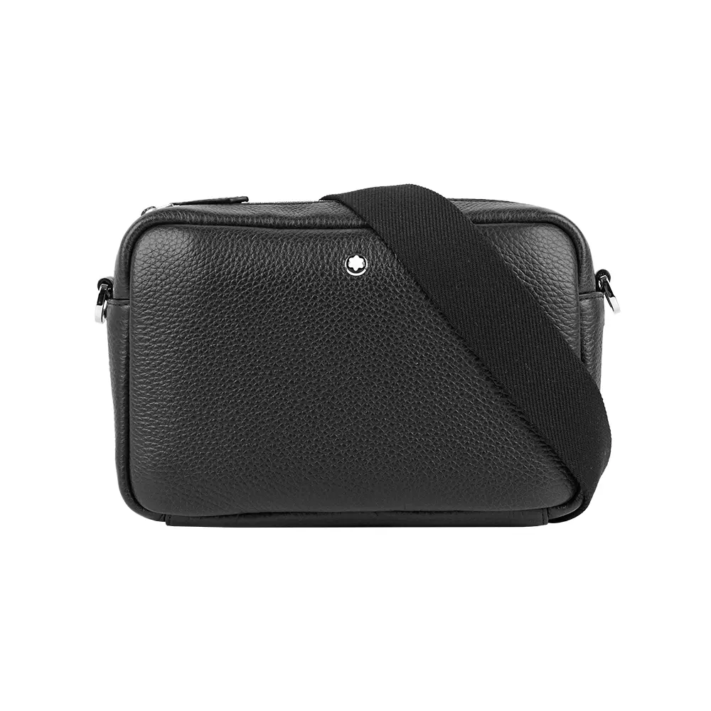 【MONT BLANC】Companion 粒紋牛皮拉鍊斜背包(黑色)/ 平行輸入