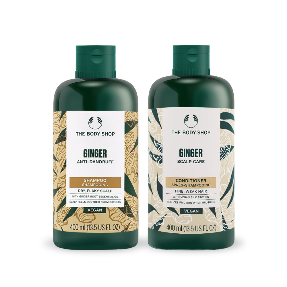 THE BODY SHOP 薑根鏗活蓬鬆洗護組(400mlX2)[護髮乳+洗髮精]-平行輸入