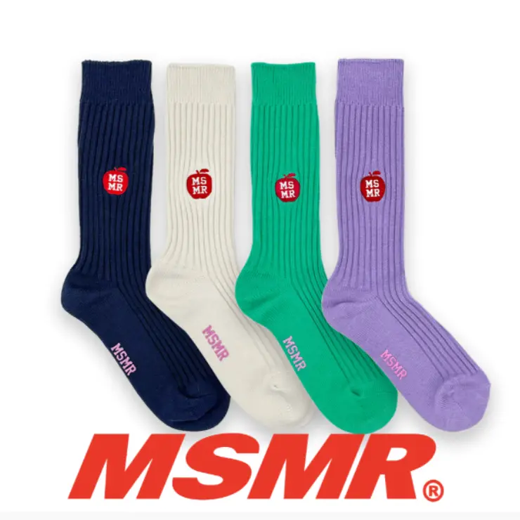 韓國 MSMR 中筒襪/ New Apple Socks/ 紫/ 禮物套組