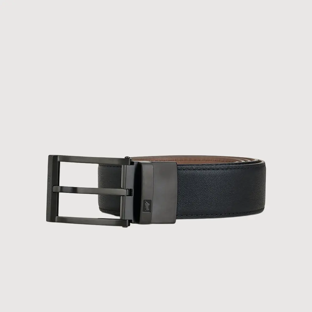 【BRAUN BUFFEL 德國小金牛】台灣總代理 都會時尚 方頭可旋轉穿針皮帶-鎗色/BF26B-WEG059-GUN/ 42吋