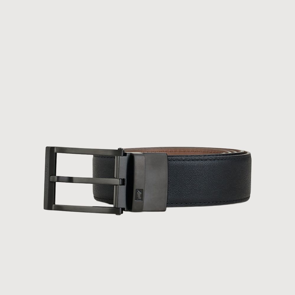 【BRAUN BUFFEL 德國小金牛】台灣總代理 都會時尚 方頭可旋轉穿針皮帶-鎗色/BF26B-WEG059-GUN/ 44吋