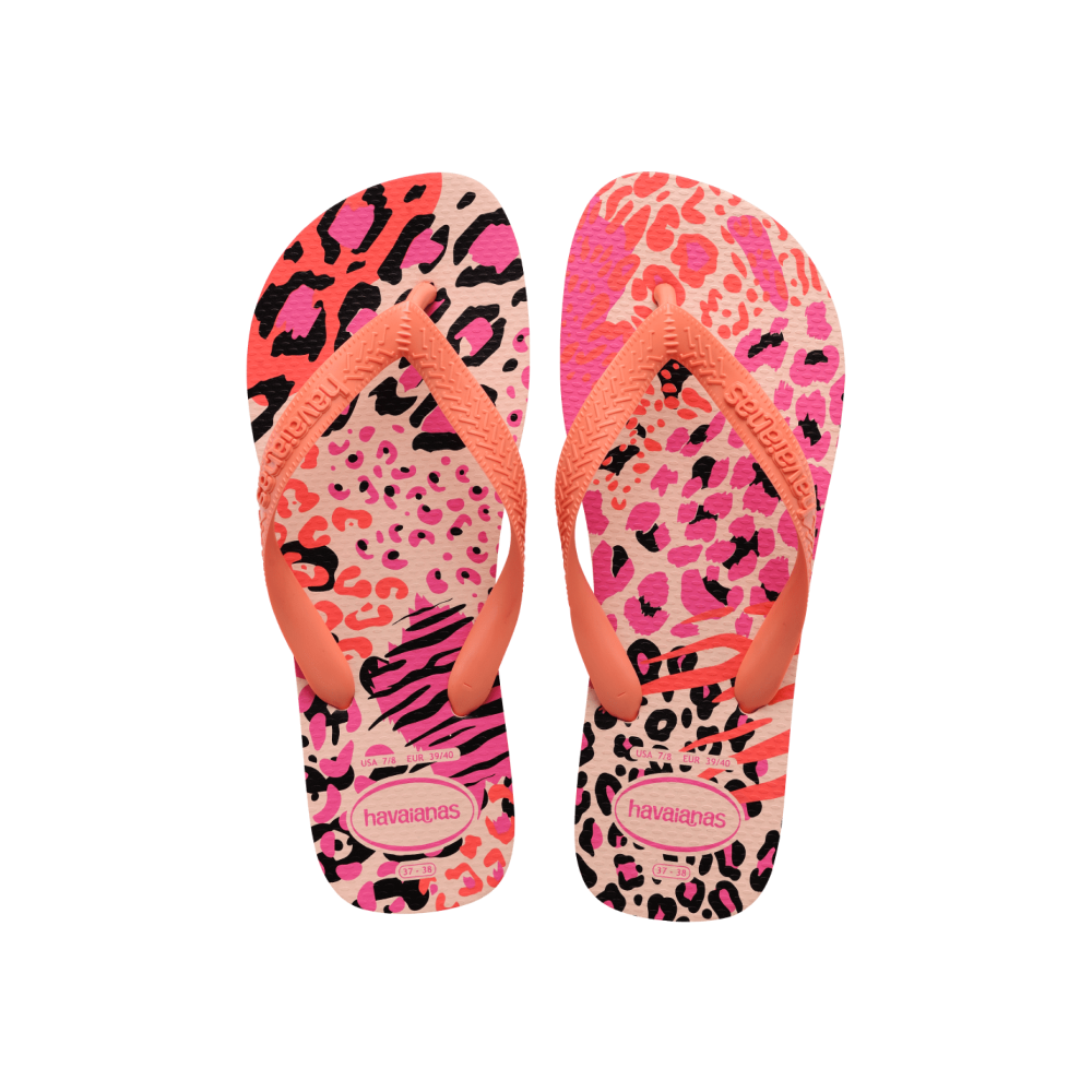 【havaianas 哈瓦仕】拖鞋 Top Animals 動物紋款 (4132920-7233W)/ 粉色/ 37/38