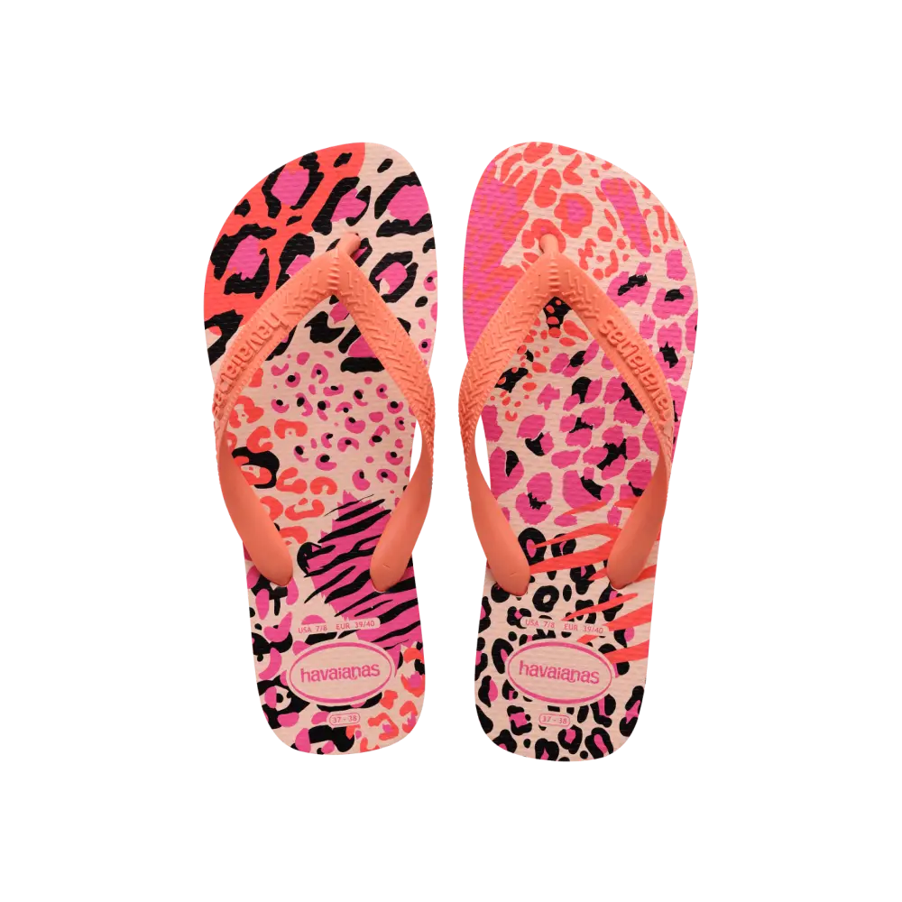 【havaianas 哈瓦仕】拖鞋 Top Animals 動物紋款 (4132920-7233W)/ 粉色/ 39/40
