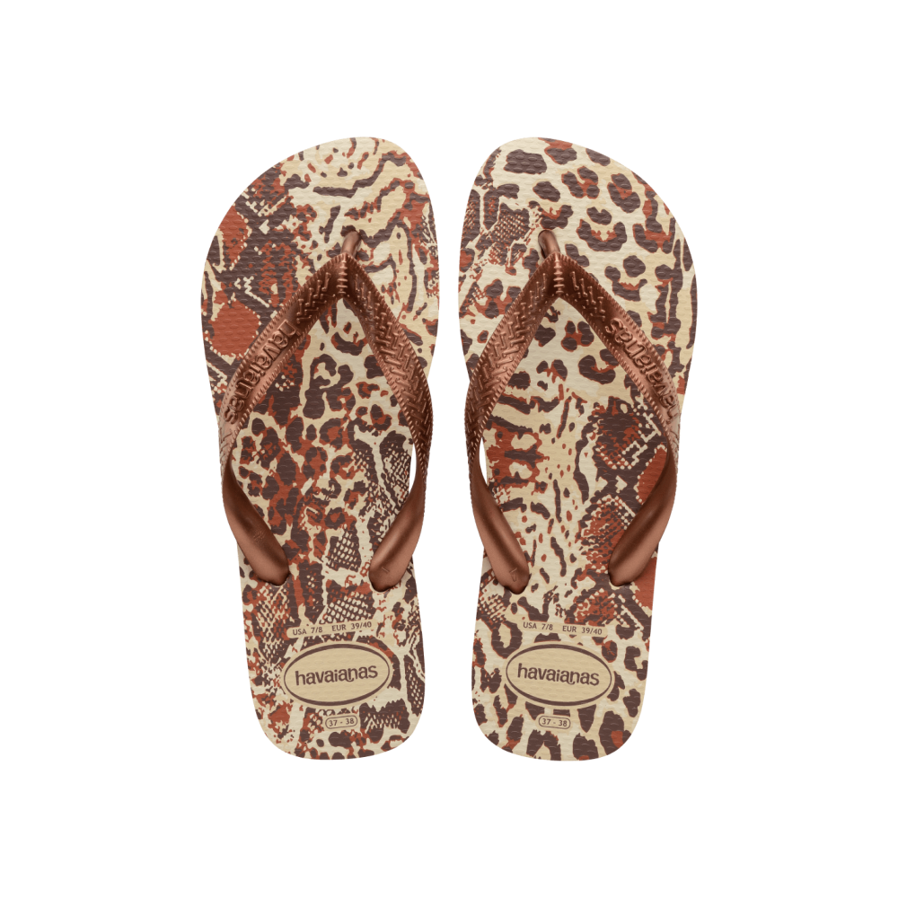 【havaianas 哈瓦仕】拖鞋 Top Animals 動物紋款 (4132920-7440W)/ 咖啡色/ 39/40