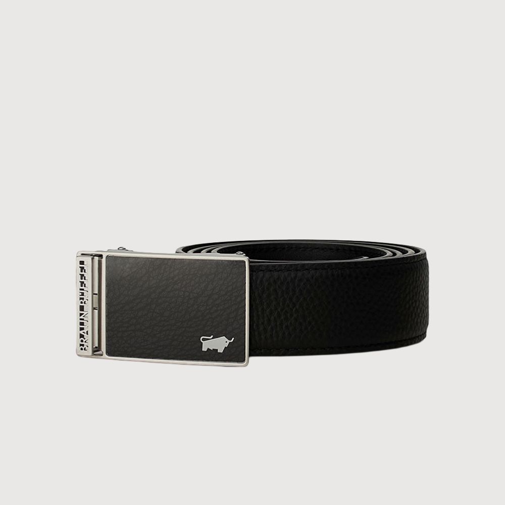 【BRAUN BUFFEL 德國小金牛】台灣總代理 都會時尚 皮壓紋自動扣皮帶-銀色/BF26B-RO041-SNK/ 44吋