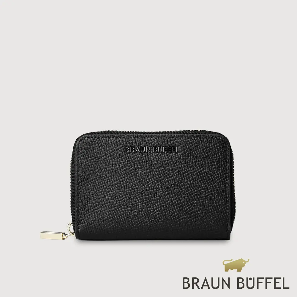 【BRAUN BUFFEL 德國小金牛】台灣總代理 妮娜-A 零錢包-黑色/BF883-124-BK