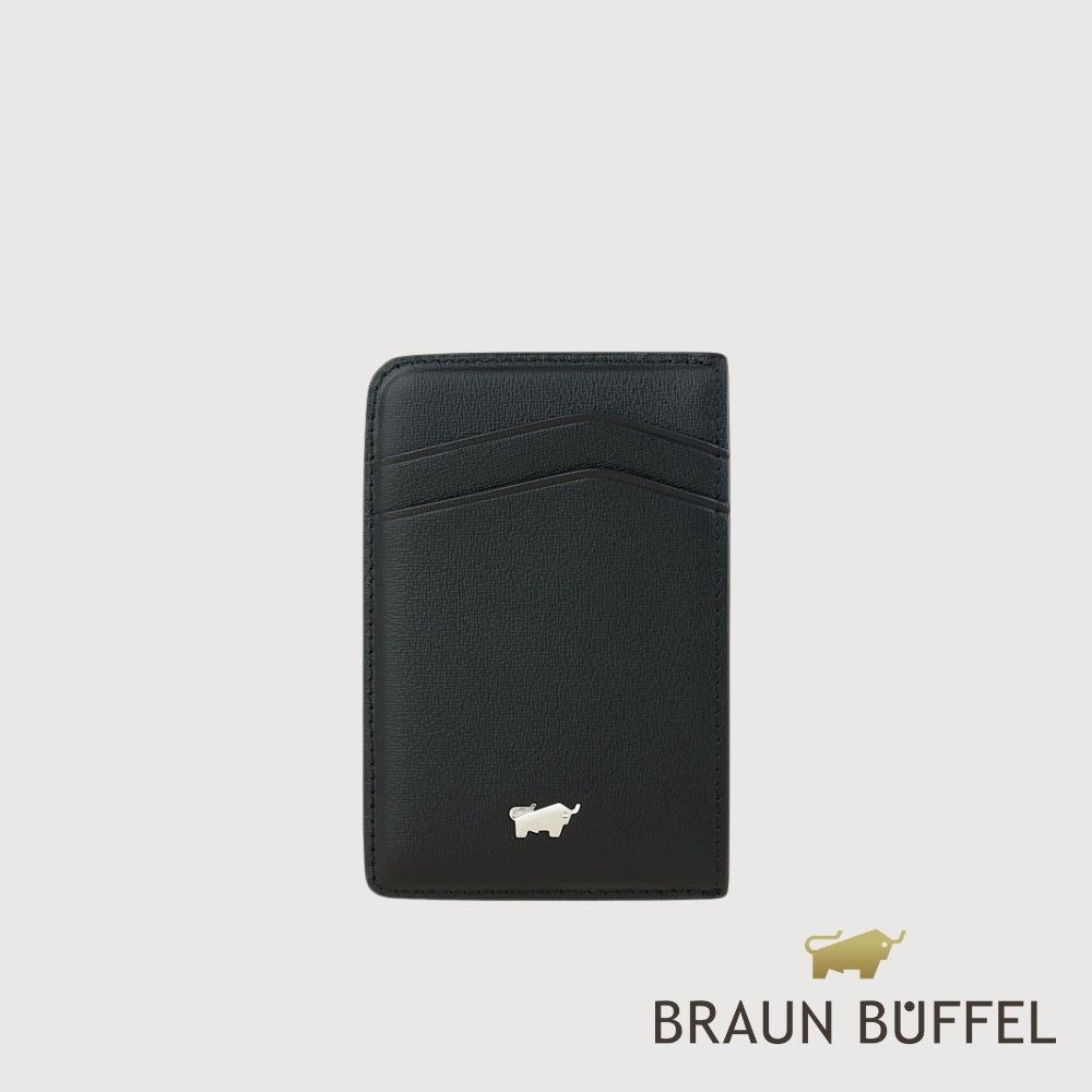 【BRAUN BUFFEL 德國小金牛】台灣總代理 羅比-BD 磁吸卡夾-黑色/BFC008-737-BK