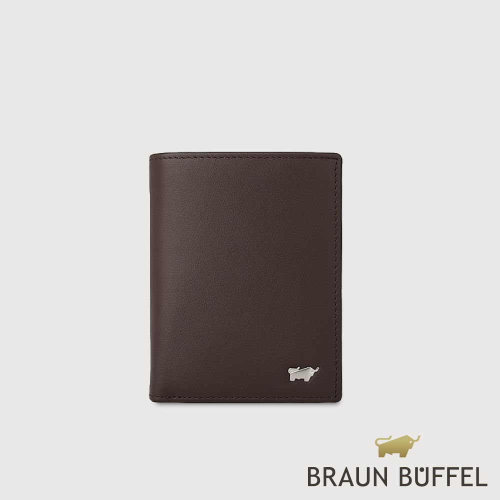 【BRAUN BUFFEL 德國小金牛】台灣總代理 彬達 6卡直立中間翻零錢袋短夾-培土棕/BF584-307-POS