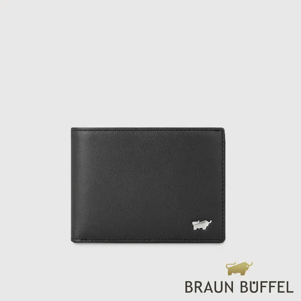 【BRAUN BUFFEL 德國小金牛】台灣總代理 彬達 6卡男夾-黑色/BF584-312-BK
