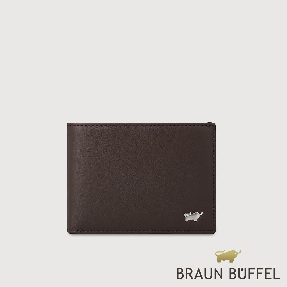 【BRAUN BUFFEL 德國小金牛】台灣總代理 彬達 6卡男夾-培土棕/BF584-312-POS