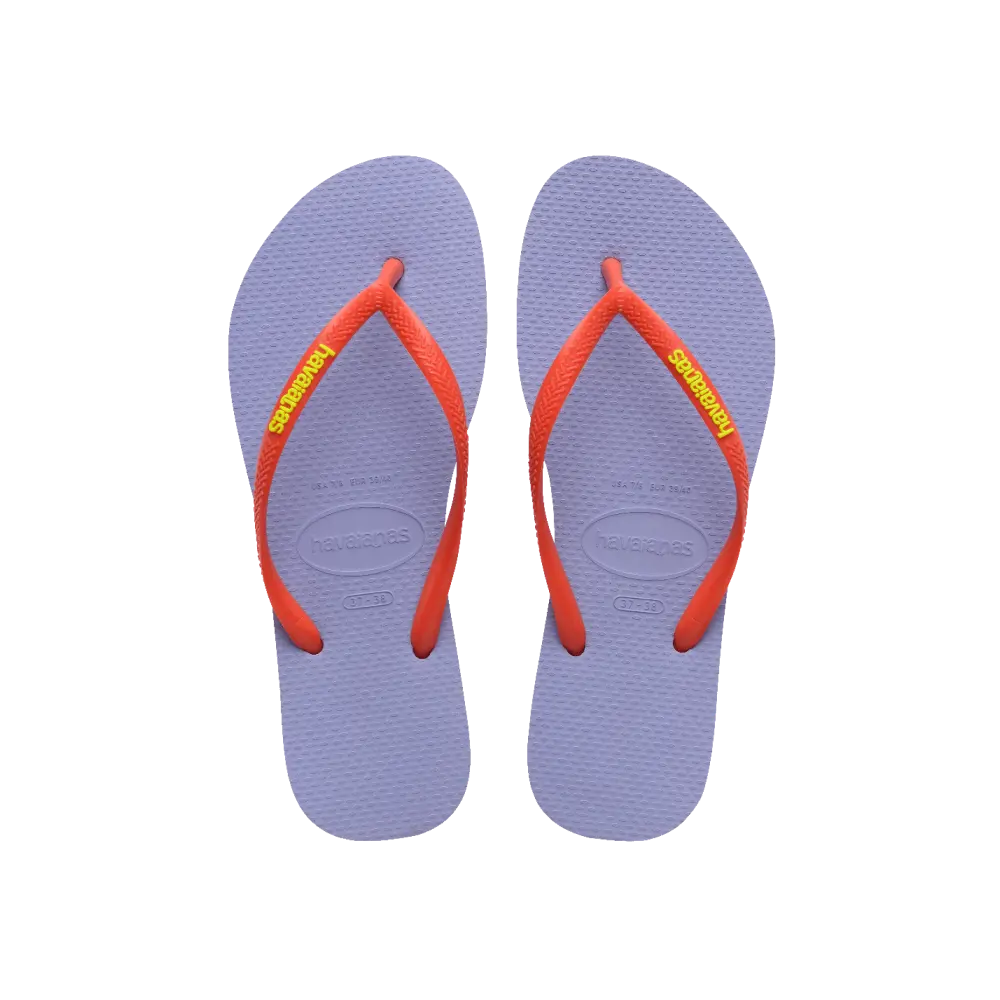 【havaianas 哈瓦仕】拖鞋 Slim Logo Pop Up 跳色款 (4119787-5020W)/ 紫色/ 39/40