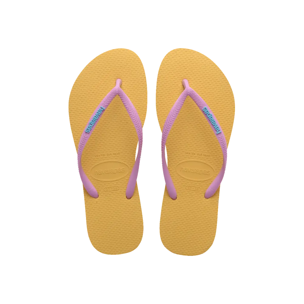 【havaianas 哈瓦仕】拖鞋 Slim Logo Pop Up 跳色款 (4119787-5559W)/ 黃色/ 39/40