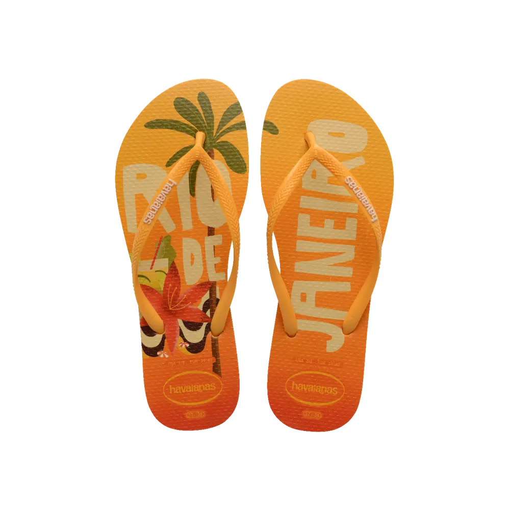 【havaianas 哈瓦仕】拖鞋 Slim Postcard 印花款 (4148968-1740W)/ 黃色/ 35/36