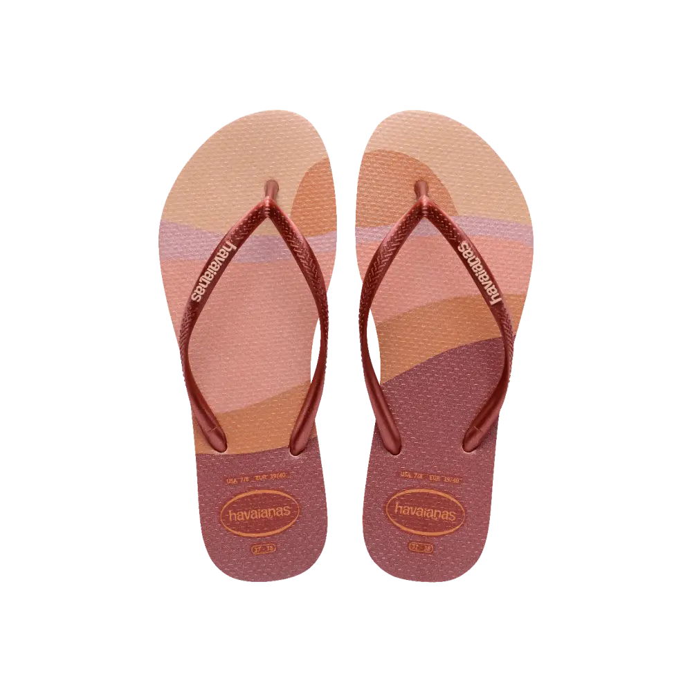 【havaianas 哈瓦仕】拖鞋 Slim Palette Glow 炫亮款 (4145766-0076W)/ 玫瑰金/ 39/40