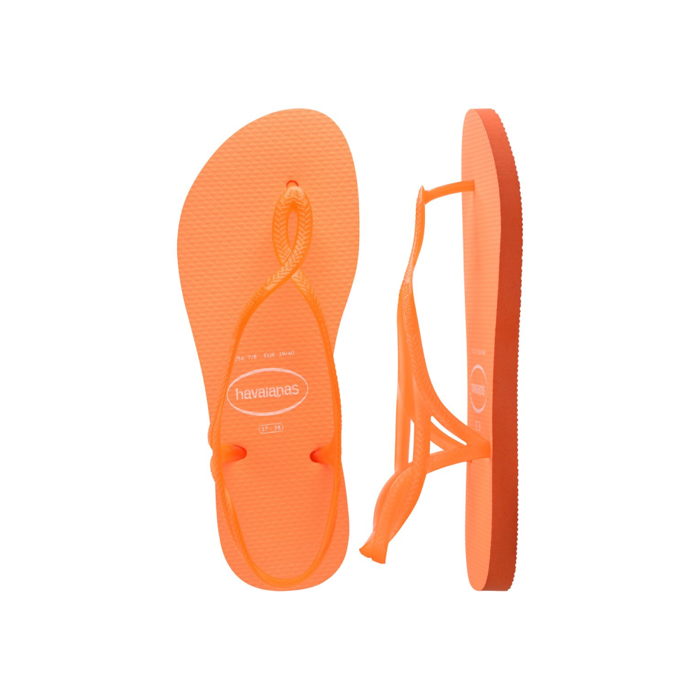 【havaianas 哈瓦仕】涼鞋 Luna Neon 螢光款 (4149134-5568W)/ 螢光橘紅/ 39/40