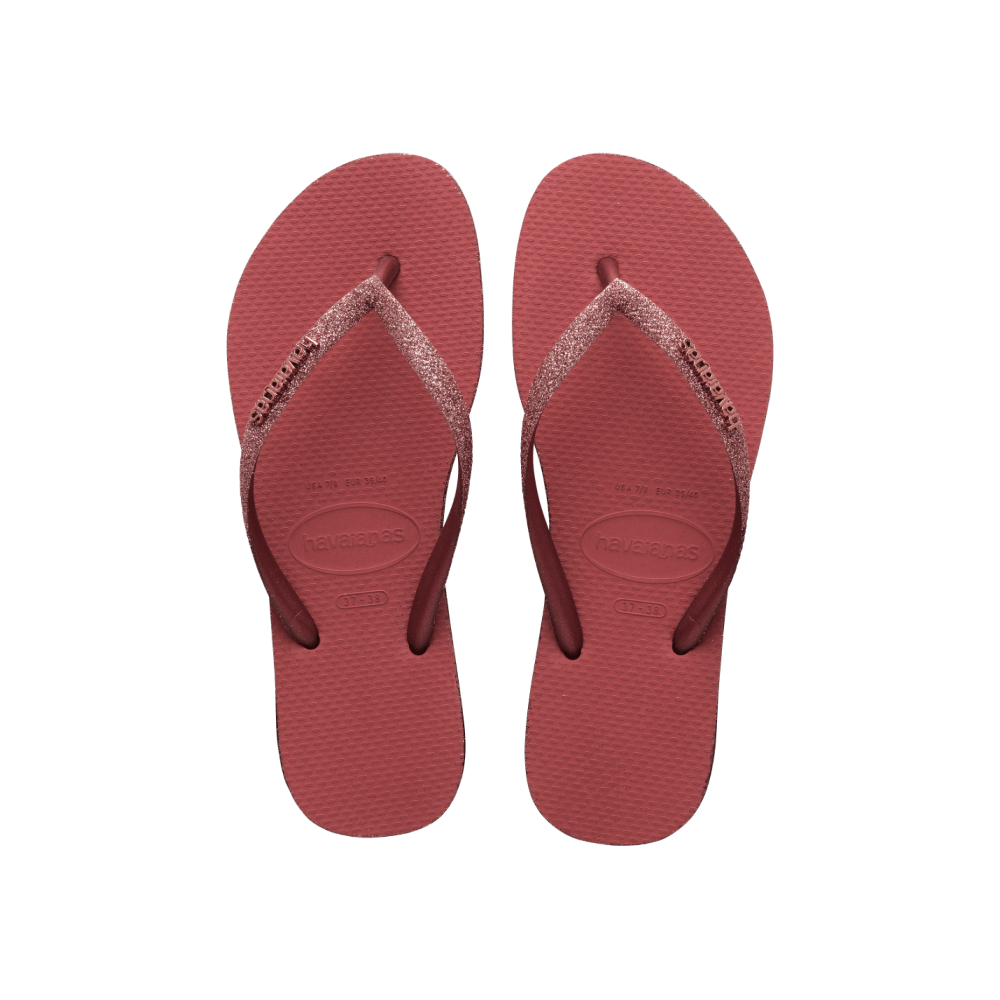 【havaianas 哈瓦仕】拖鞋 Slim Sparkle 閃亮款 (4146093-5190W)/ 酒紅色/ 37/38