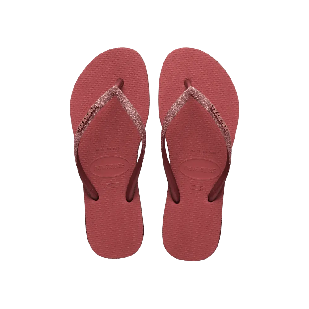 【havaianas 哈瓦仕】拖鞋 Slim Sparkle 閃亮款 (4146093-5190W)/ 酒紅色/ 39/40
