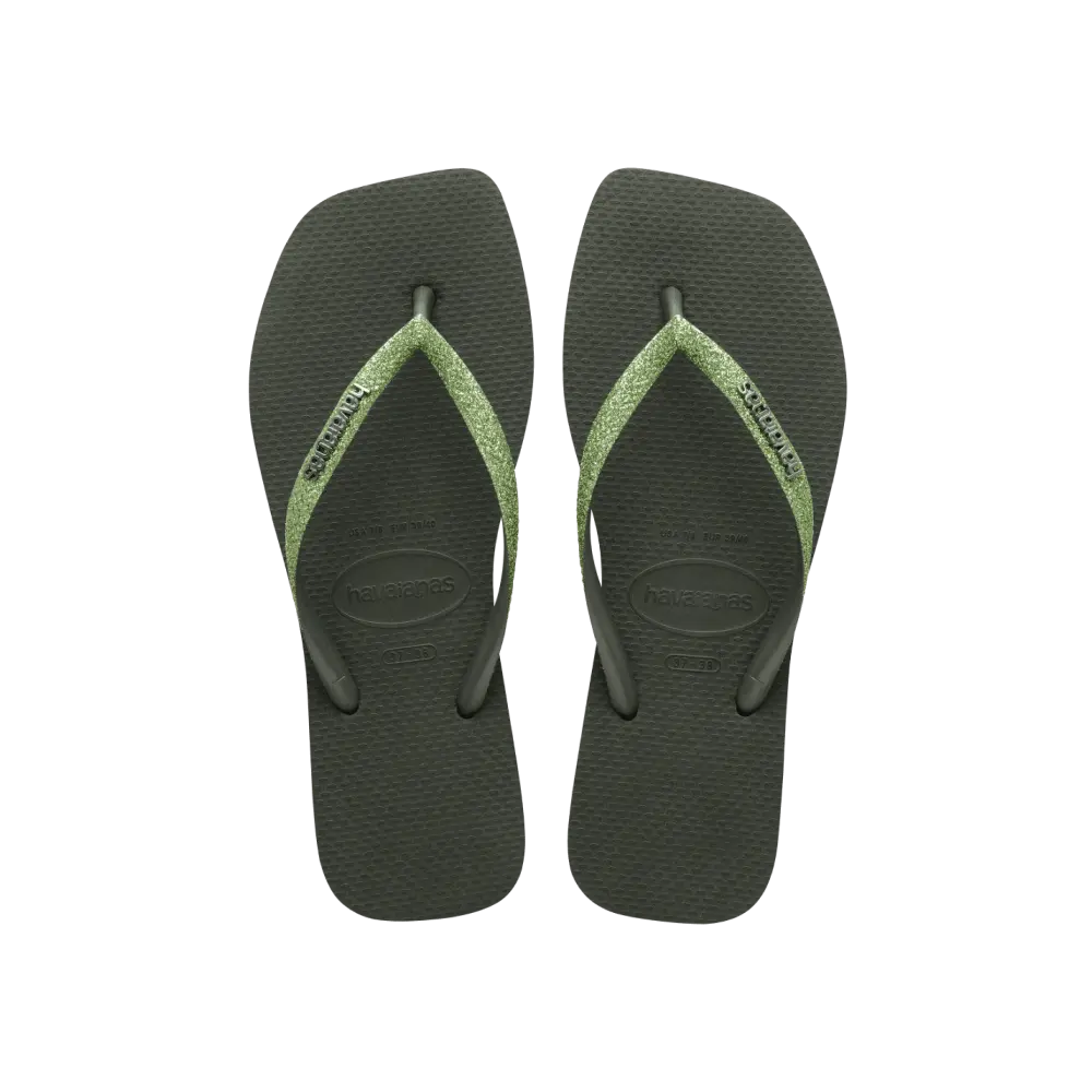 【havaianas 哈瓦仕】拖鞋 Slim Square Glitter 漸層方形款 (4148102-4896W)/ 綠色/ 35/36