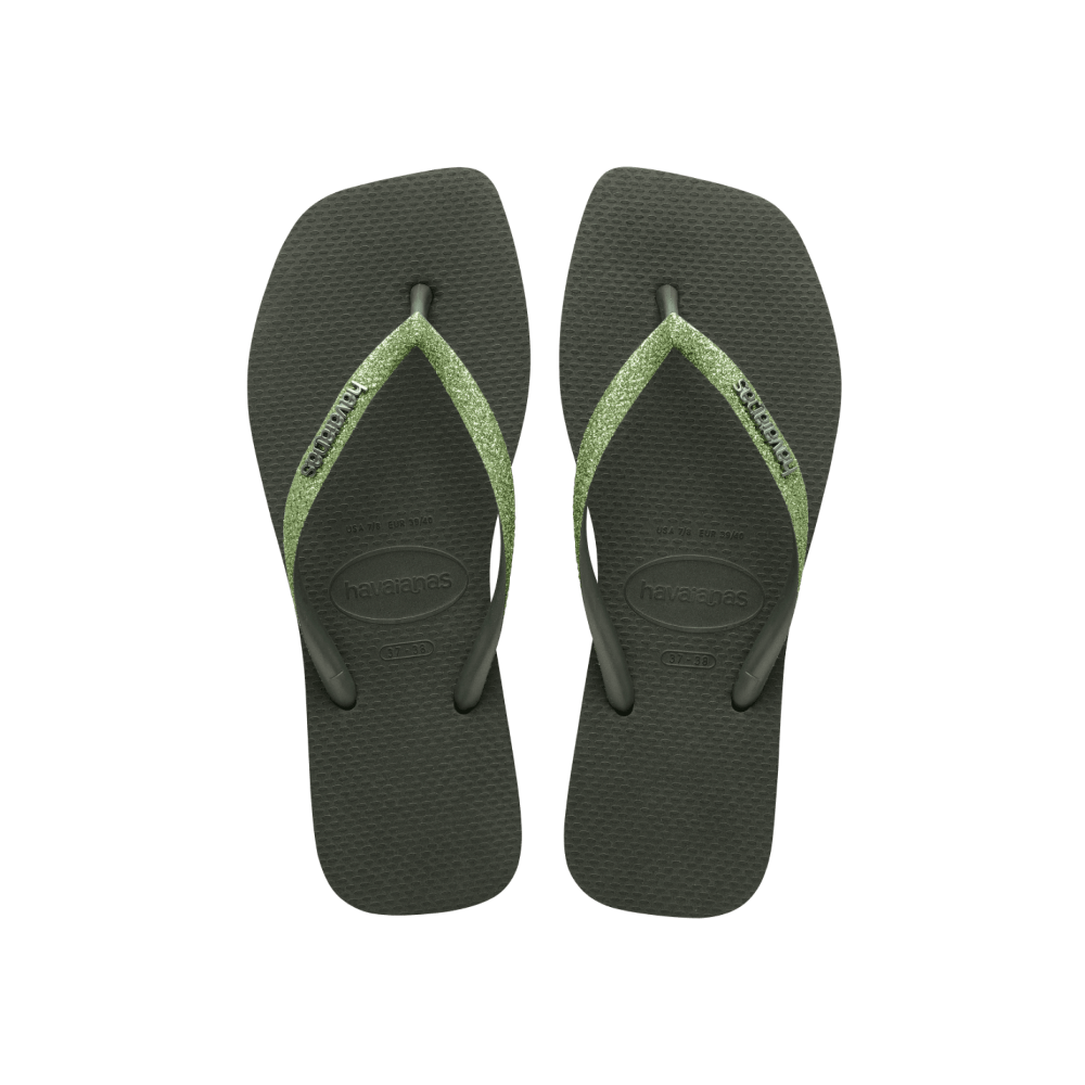 【havaianas 哈瓦仕】拖鞋 Slim Square Glitter 漸層方形款 (4148102-4896W)/ 綠色/ 39/40