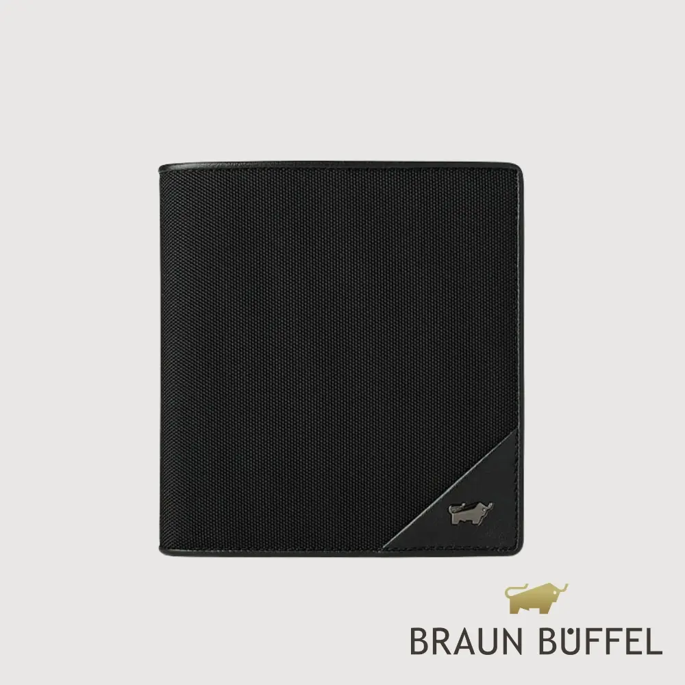 【BRAUN BUFFEL 德國小金牛】台灣總代理 瑞沃 13卡直立中夾-黑色/BF593-359-BK