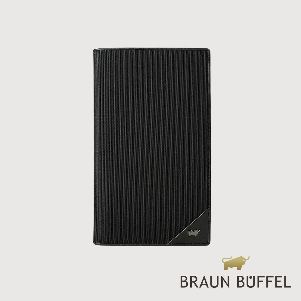 【BRAUN BUFFEL 德國小金牛】台灣總代理 瑞沃 6卡護照長夾-黑色/BF593-612-BK