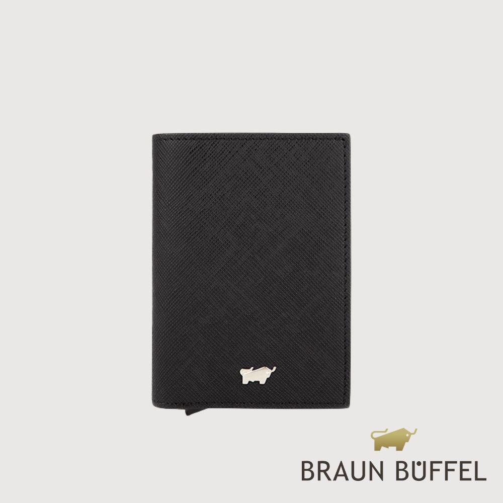 【BRAUN BUFFEL 德國小金牛】台灣總代理 瑾-B 名片夾-黑色/BF709-123-BK