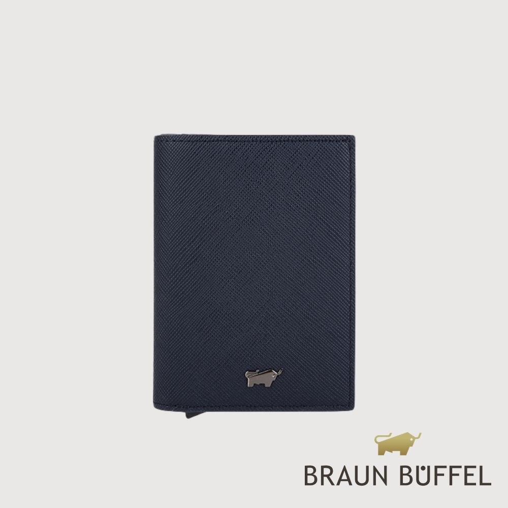 【BRAUN BUFFEL 德國小金牛】台灣總代理 瑾-B 名片夾-深藍色/BF709-123-DB
