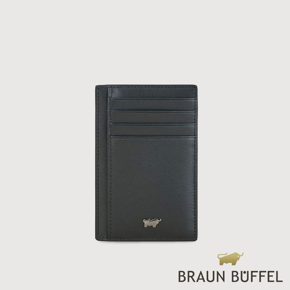 【BRAUN BUFFEL 德國小金牛】台灣總代理 卡特 8卡卡夾-黑色/BF585-151-BK