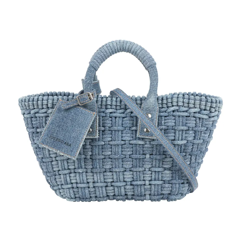【BALENCIAGA】Bistro XS 牛仔編織手提包/斜背包/菜籃子(牛仔藍)/ 平行輸入