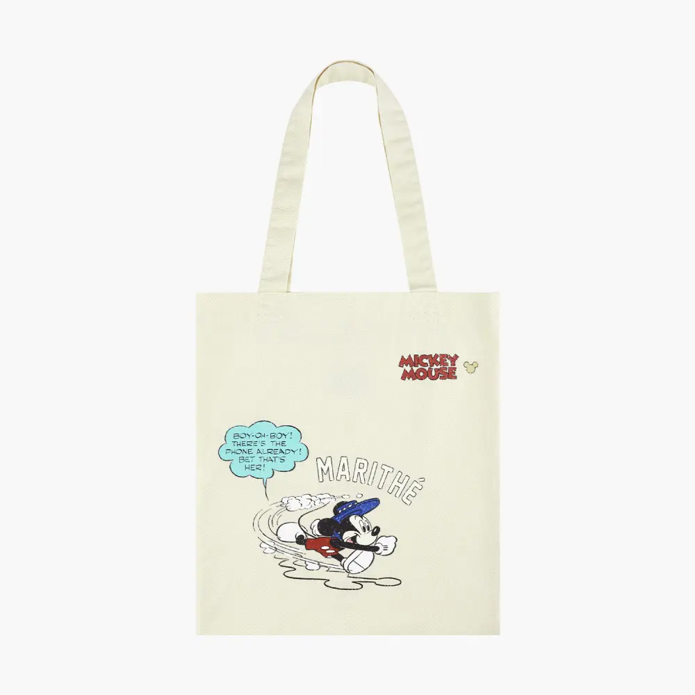 MARITHÉ FRANÇOIS GIRBAUD [MARITHE_DISNEY] MICKEY_COMIC ECO BAG Disney 聯名米奇漫畫環保袋 象牙白ivory