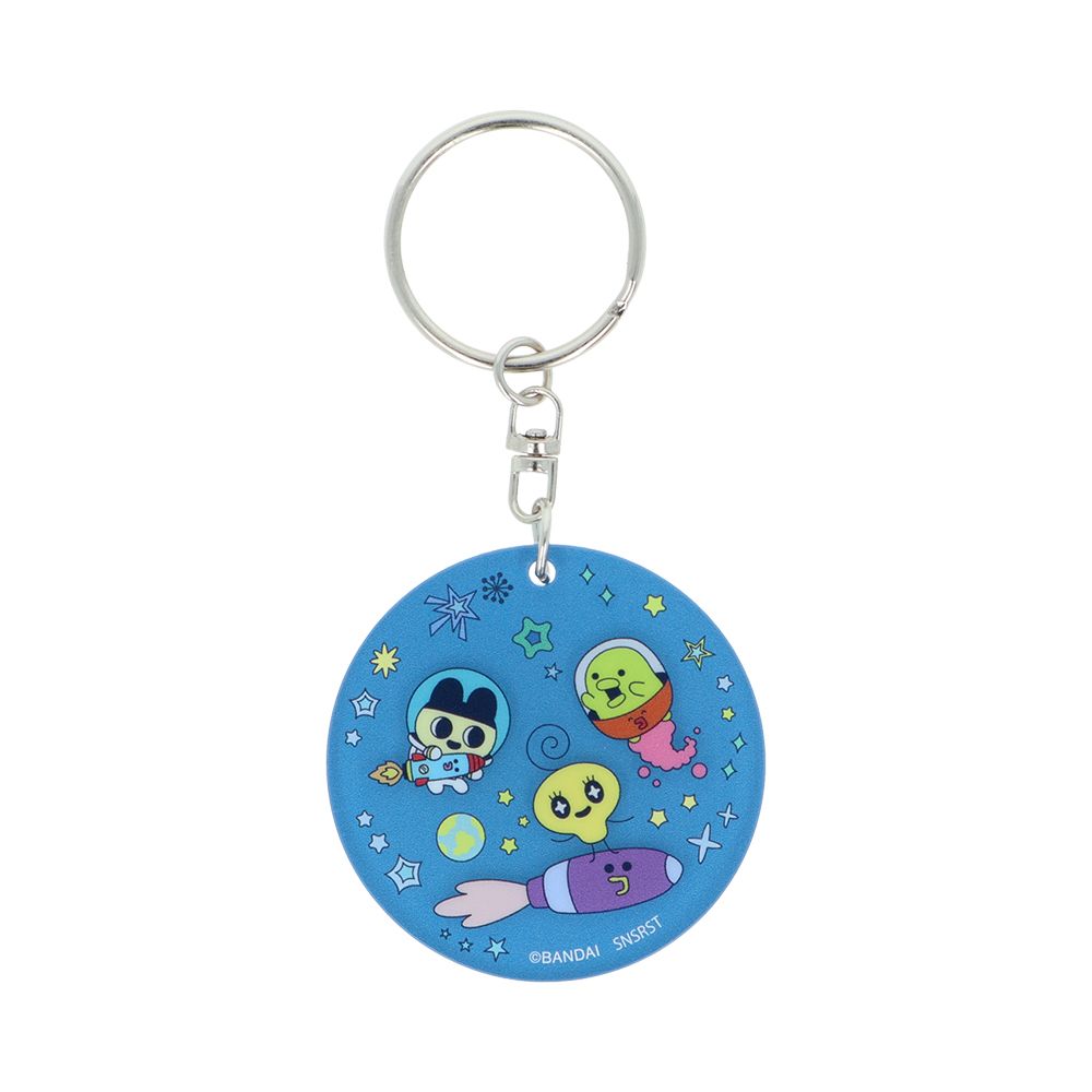 日本 sun-star Tamagotchi塔麻歌子 2層壓克力鑰匙圈/ 海軍藍