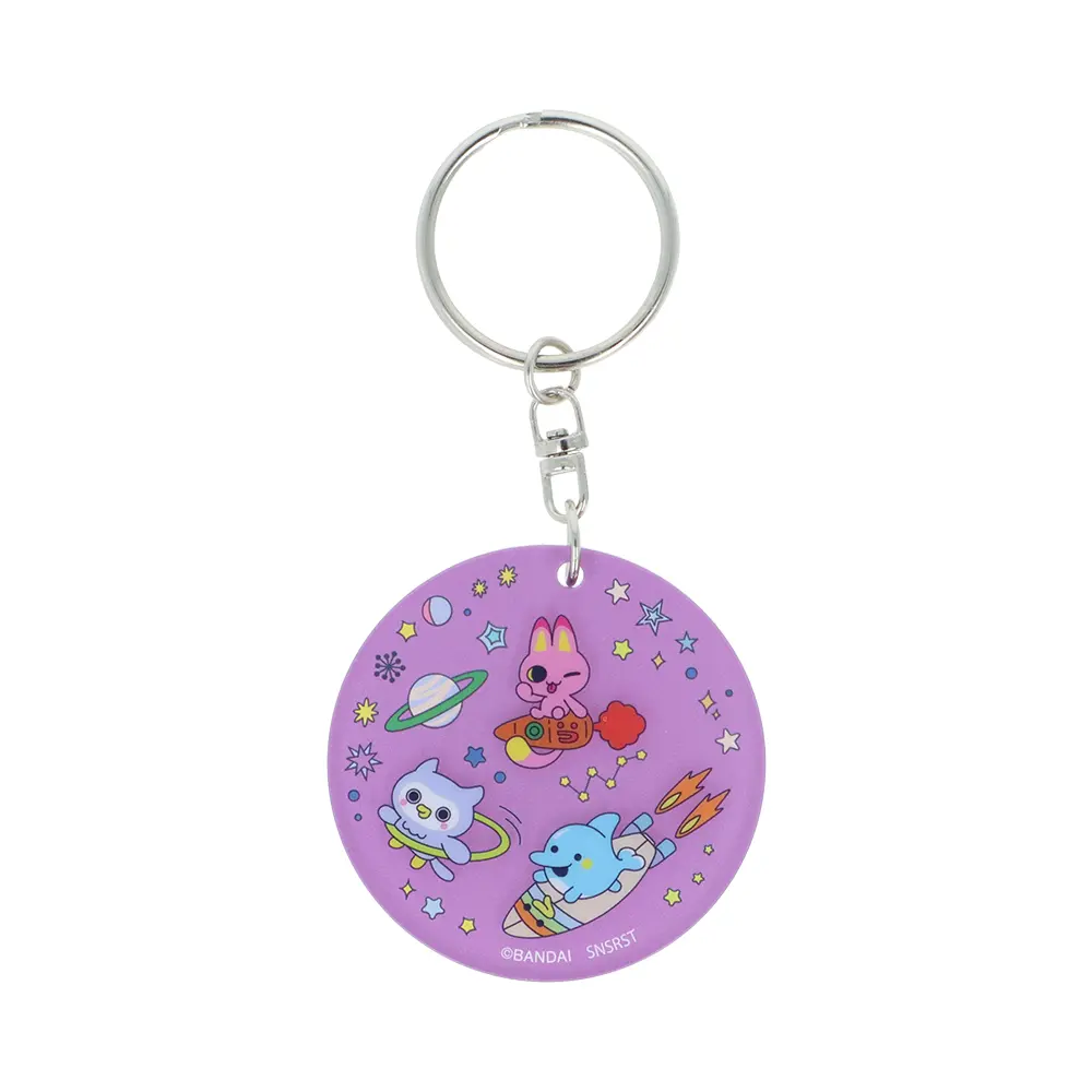 日本 sun-star Tamagotchi塔麻歌子 2層壓克力鑰匙圈/ 羅蘭紫