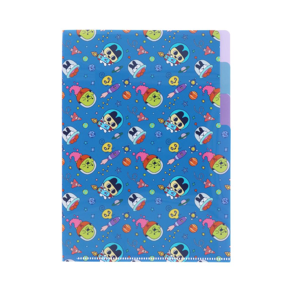 日本 sun-star Tamagotchi塔麻歌子 三層透明資料夾/ A5/ 海軍藍
