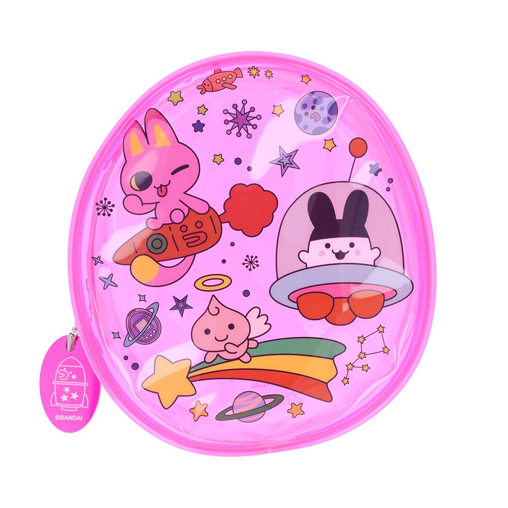 日本 sun-star Tamagotchi塔麻歌子 造型透明收納包/ 粉