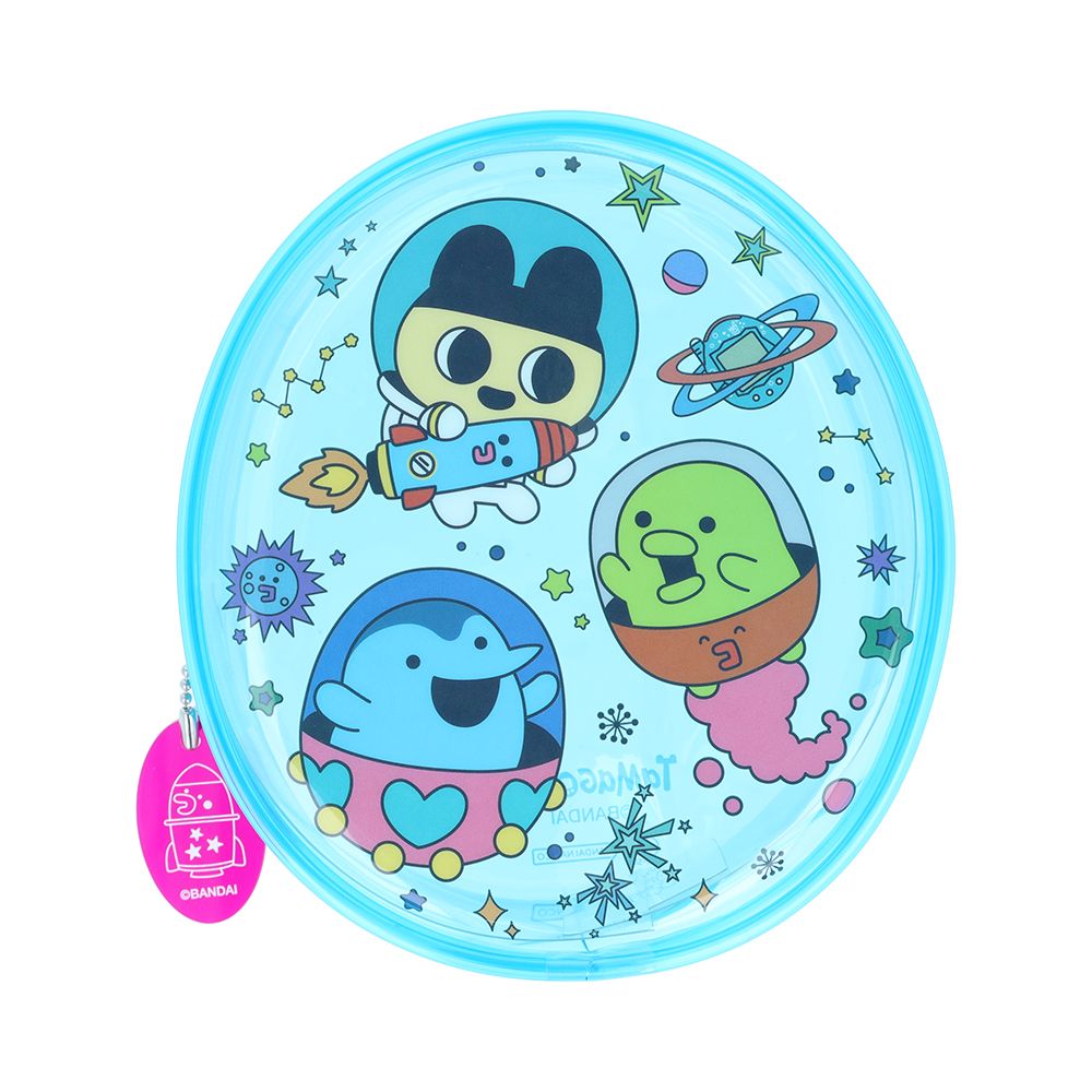 日本 sun-star Tamagotchi塔麻歌子 造型透明收納包/ 藍