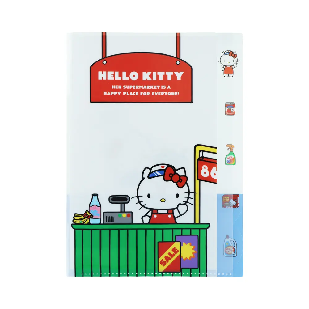 日本 sun-star 三麗鷗 Sanrio Characters 五層造型資料夾/ A4/ Hello Kitty/ 白