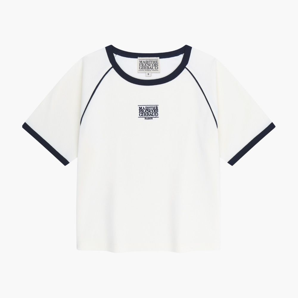 MARITHÉ FRANÇOIS GIRBAUD W AEROCOOL SMALL CLASSIC LOGO RINGER SLIM CROP TEE 女款 AEROCOOL 小標誌滾邊合身短版T恤/ 象牙白ivory/ 預購 L