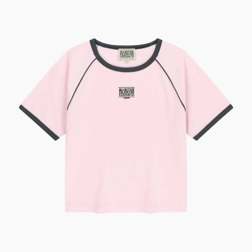 MARITHÉ FRANÇOIS GIRBAUD W AEROCOOL SMALL CLASSIC LOGO RINGER SLIM CROP TEE 女款 AEROCOOL 小標誌滾邊合身短版T恤/ 粉紅色pink/ 預購 L