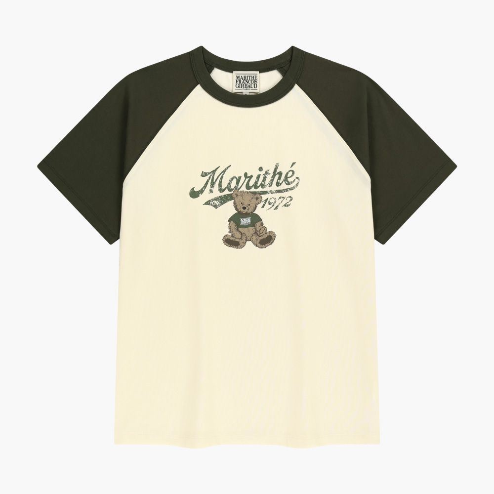 MARITHÉ FRANÇOIS GIRBAUD [REGEN] DOODLE GRAPHIC RAGLAN TEE REGEN系列 塗鴉圖案插肩撞色短袖T恤/ 卡其色khaki/ 預購 L