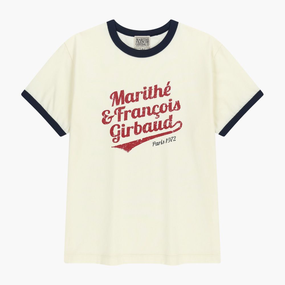 MARITHÉ FRANÇOIS GIRBAUD VINTAGE LOGO RINGER TEE 復古字母標誌撞色短袖T恤/ 象牙白ivory/ 預購 S