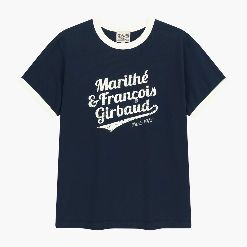 MARITHÉ FRANÇOIS GIRBAUD VINTAGE LOGO RINGER TEE 復古字母標誌撞色短袖T恤/ 海軍藍navy/ 預購 M