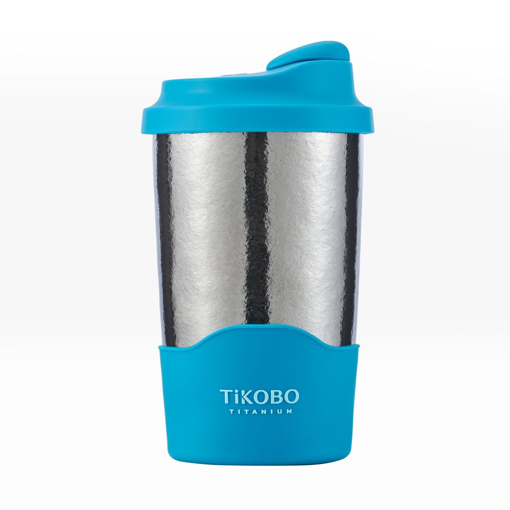 TiKOBO鈦工坊 純鈦雙層真空 蛋形杯 480ml/ 撞色深藍