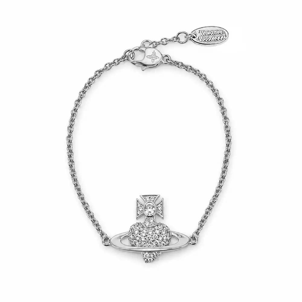Vivienne Westwood Fabianna Bas Relief 限定愛心土星手鍊/平行輸入/ 銀