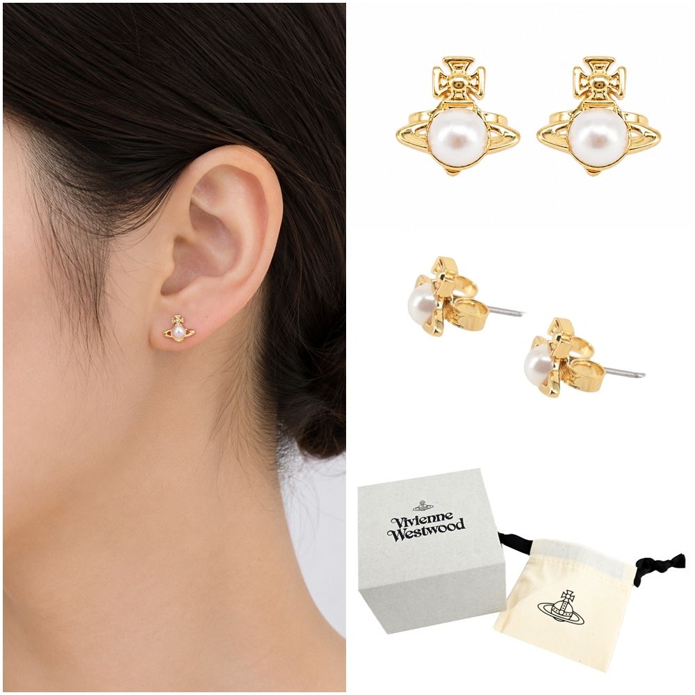 Vivienne Westwood Balbina Earrings 經典珍珠星體土星耳環 (金色)/平行輸入