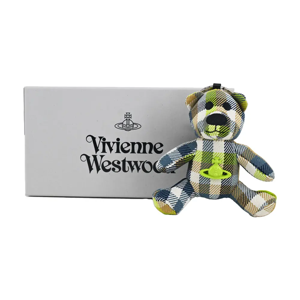 Vivienne Westwood Teddy Bear Keyring 經典 Fluro 蘇格蘭格紋立體泰迪熊鑰匙圈/平行輸入