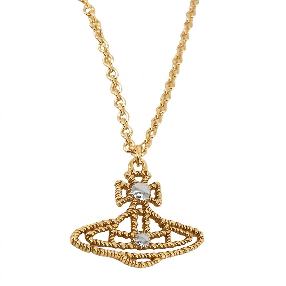 Vivienne Westwood Coretta經典LOGO水鑽項鍊-金/平行輸入
