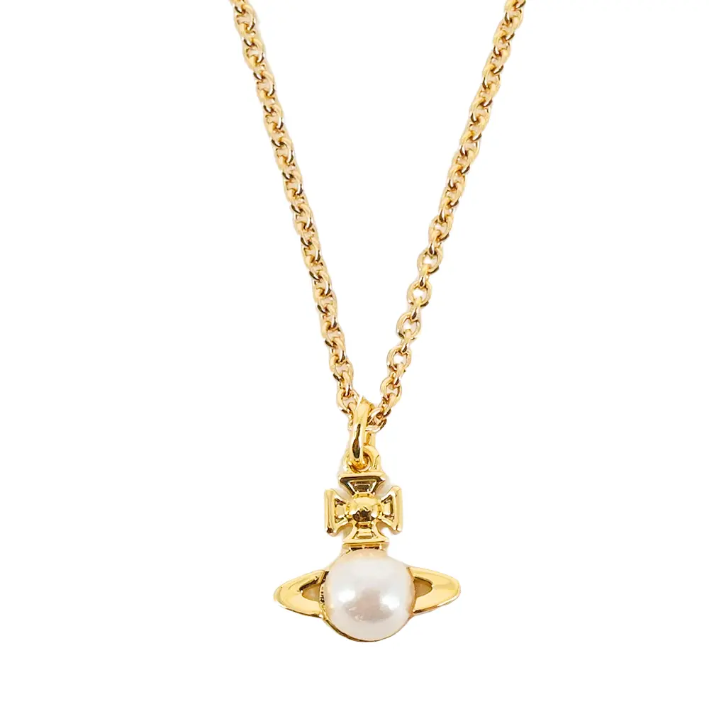 Vivienne Westwood Balbina Pendant 經典珍珠星體土星項鍊 (金色/奶油白珍珠) /平行輸入